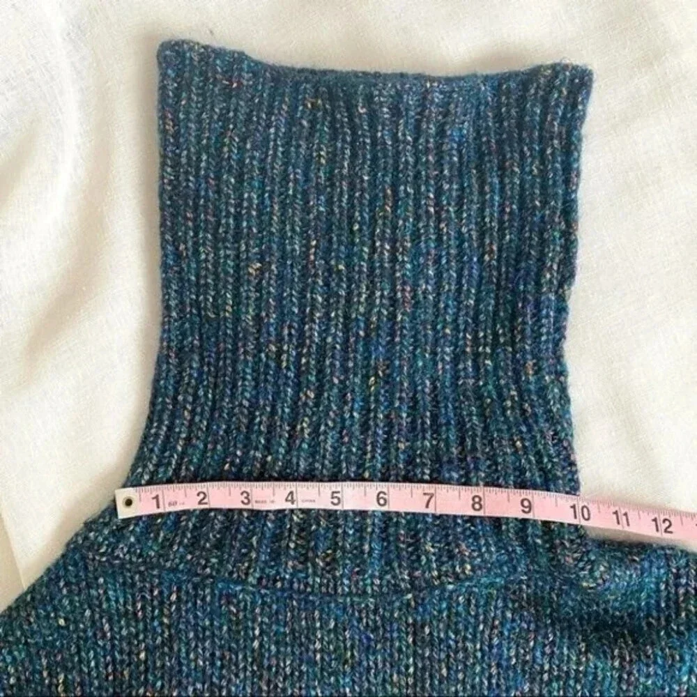 ZARA KNIT Italian Yarn Turtleneck Metallic Thread Knit Sweater Emerald Green
